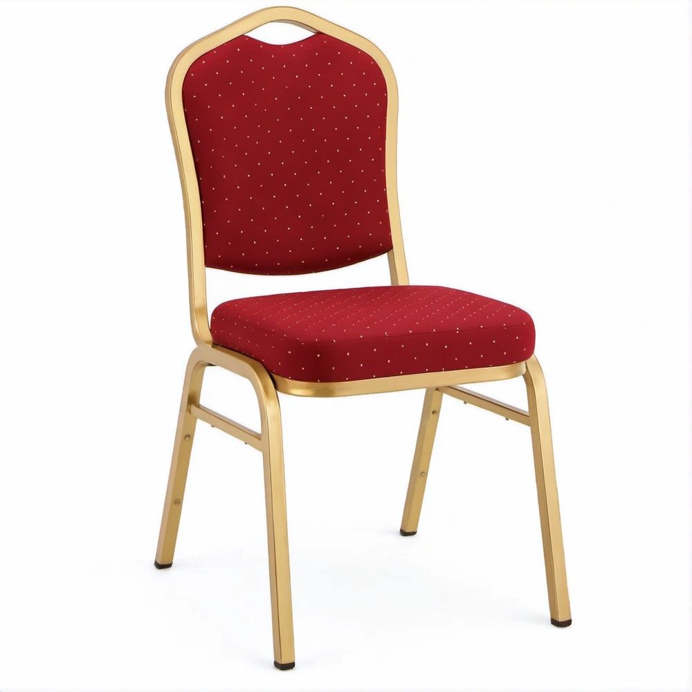 Sedia impilabile con schienale sagomato rosso e oro, 44 x 52 x 92 cm