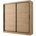 Armadio guardaroba con 2 ante scorrevoli, effetto rovere chiaro e nero, 200 x 60 x 220 cm
