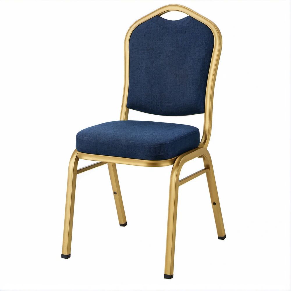 Sedia impilabile blu navy e oro in acciaio con rivestimento in poliestere, 44 x 52 x 92 cm