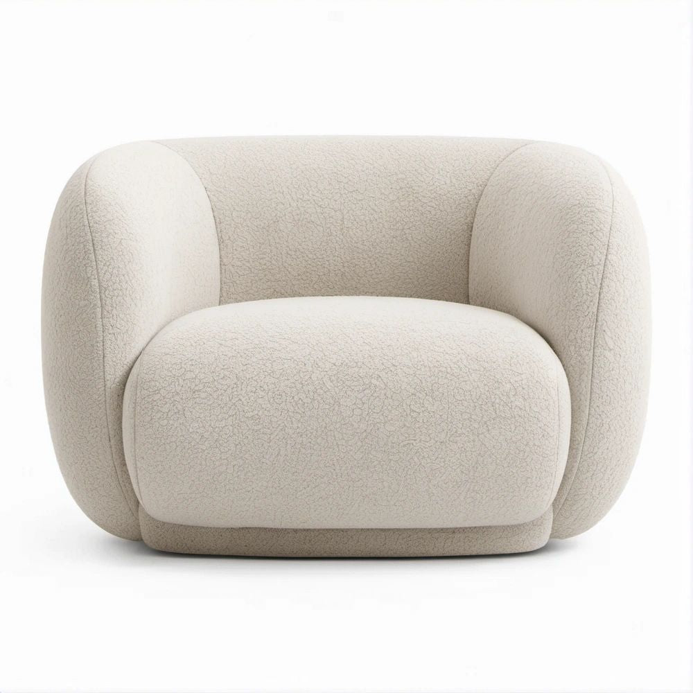 Poltrona arrotondata in bouclé avorio 90 x 85 x 72 cm