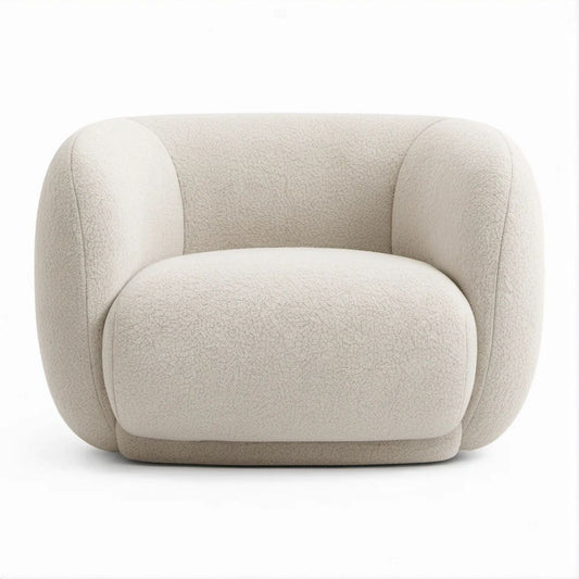Poltrona arrotondata in bouclé avorio 90 x 85 x 72 cm