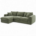 Divano angolare 3 posti con chaise longue sinistra in velluto verde oliva, 250 x 160 x 85 cm