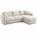 Divano angolare 3 posti con chaise longue destra beige, 230 x 150 x 85 cm