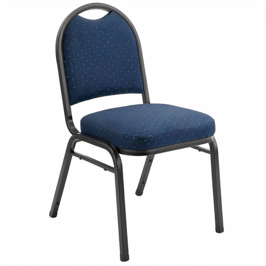 Sedia imbottita Blu/Nero con schienale arrotondato, struttura in acciaio, 44 x 52 x 93 cm