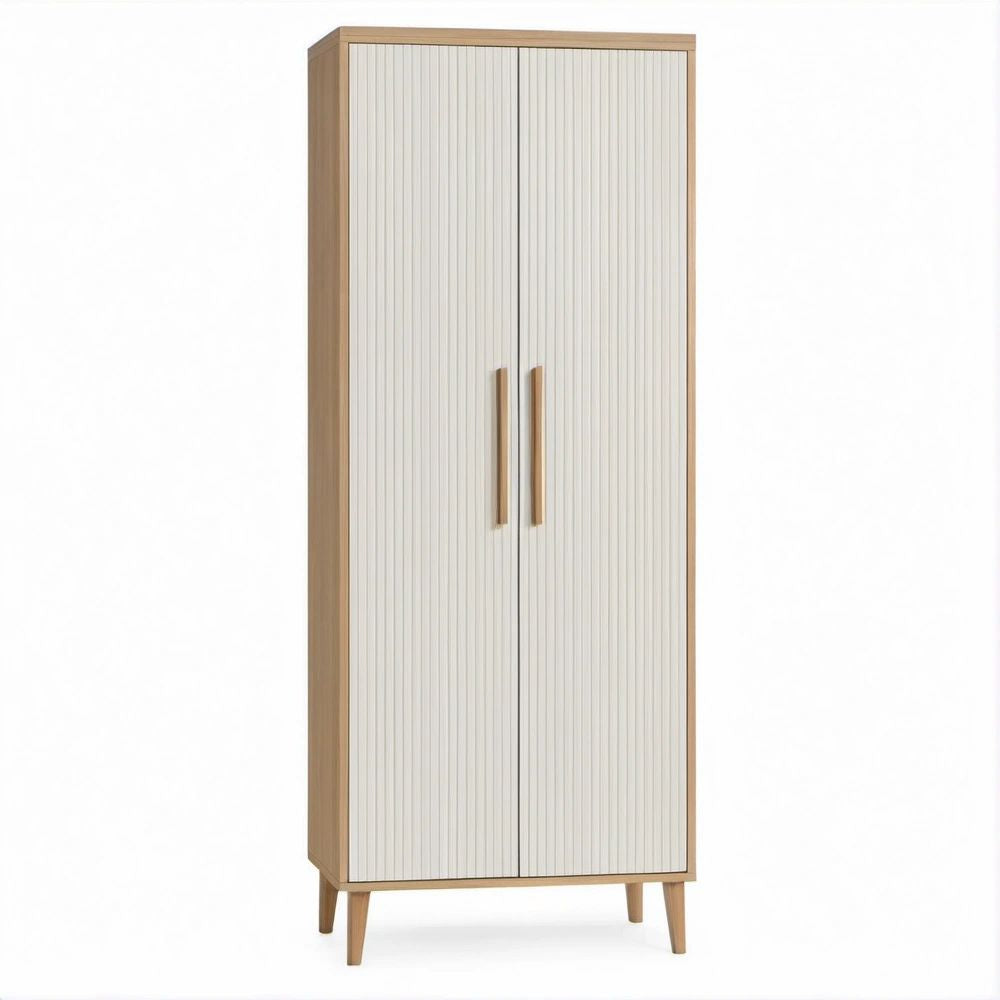 Armadio a 2 ante battenti bianco e rovere naturale, 80 x 40 x 180 cm