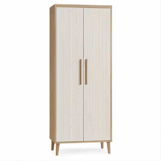 Armadio a 2 ante battenti bianco e rovere naturale, 80 x 40 x 180 cm
