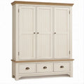 Armadio guardaroba avorio e rovere naturale in MDF 150 x 60 x 200 cm con 3 ante e 3 cassetti