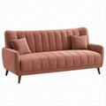 Divano 2 posti in velluto rosa antico con piedini marrone scuro, 150 x 80 x 85 cm