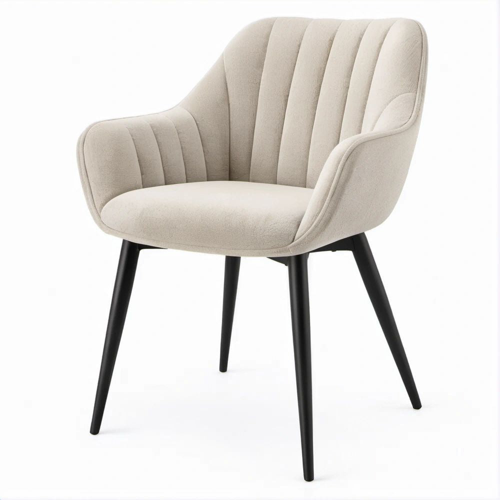 Sedia da pranzo imbottita con braccioli Beige e Nero, 63 x 62 x 84 cm
