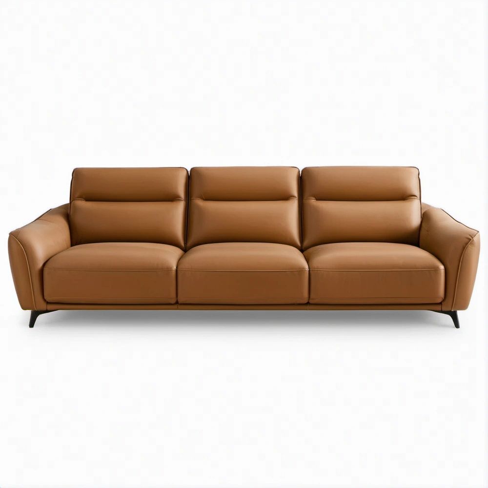 Divano lineare 3 posti in pelle sintetica PU marrone 220 x 90 x 88 cm