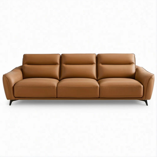 Divano lineare 3 posti in pelle sintetica PU marrone 220 x 90 x 88 cm